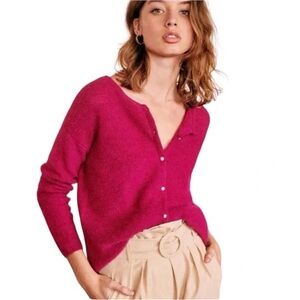 NWOT Sezane Gaspard Cardigan Fuchsia- XL